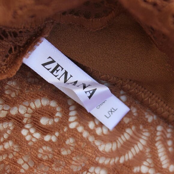 Zenana Camel Brown Seamless Stretch Lace  Bralette w/Removable Pads Bra Top S/M - Picture 5 of 16
